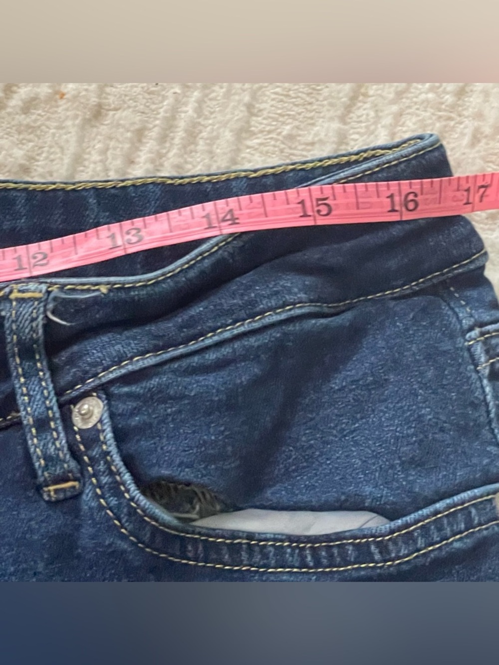 Calvin Klein Bermuda Jean Shorts 5 Pocket Size 14 Dark Wash - Picture 7 of 11